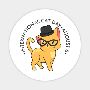International Cat Day, hipster cat Magnet